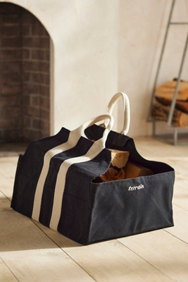 Terrain Waxed Canvas Log Carrier, Black In Grey
