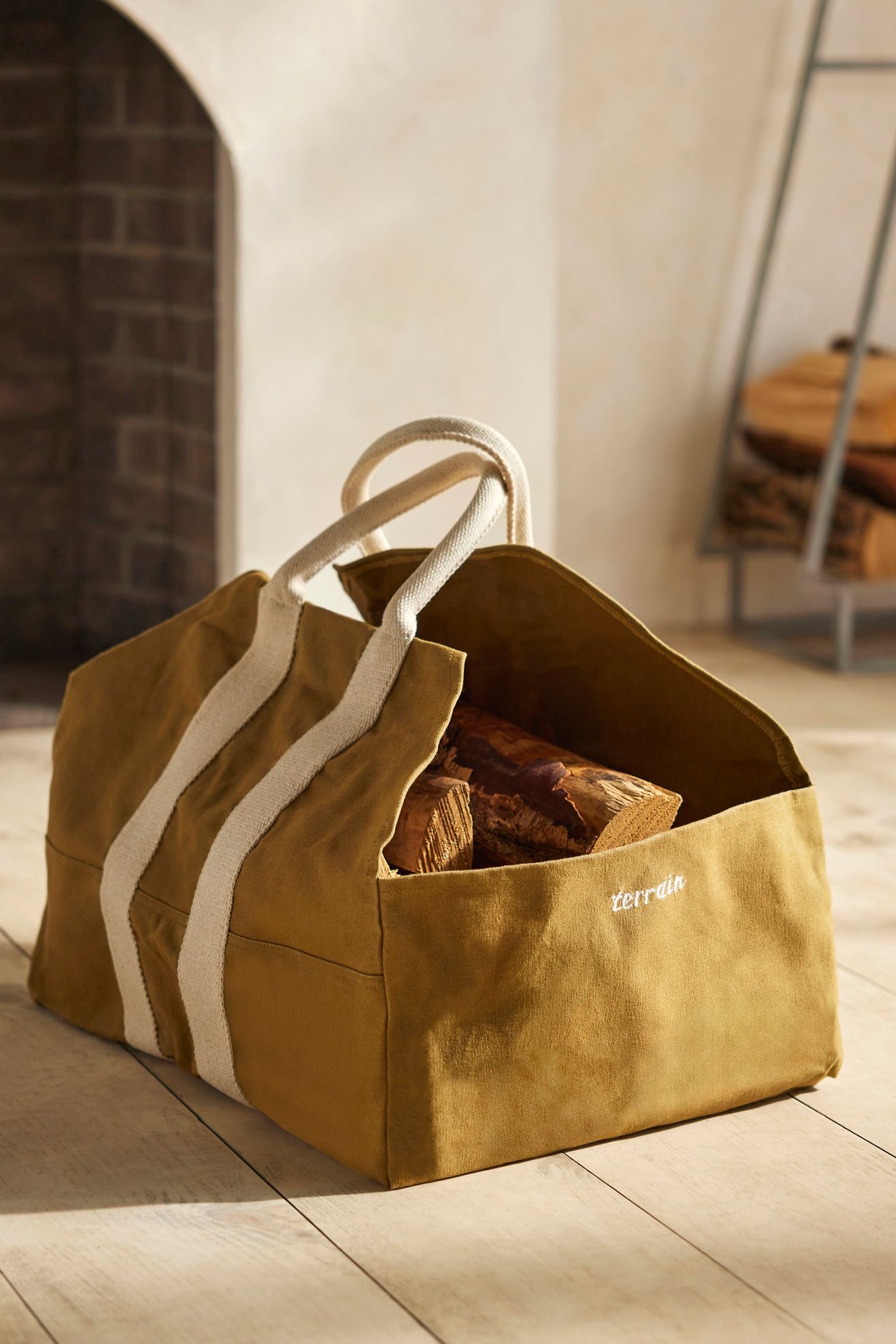 Waxed Canvas Log Carrier - Khaki, One Size
