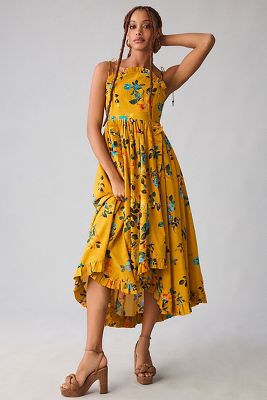 Maeve by Anthropologie Green Marlene Maxi Dress - High Low high quality Tiered Bottom