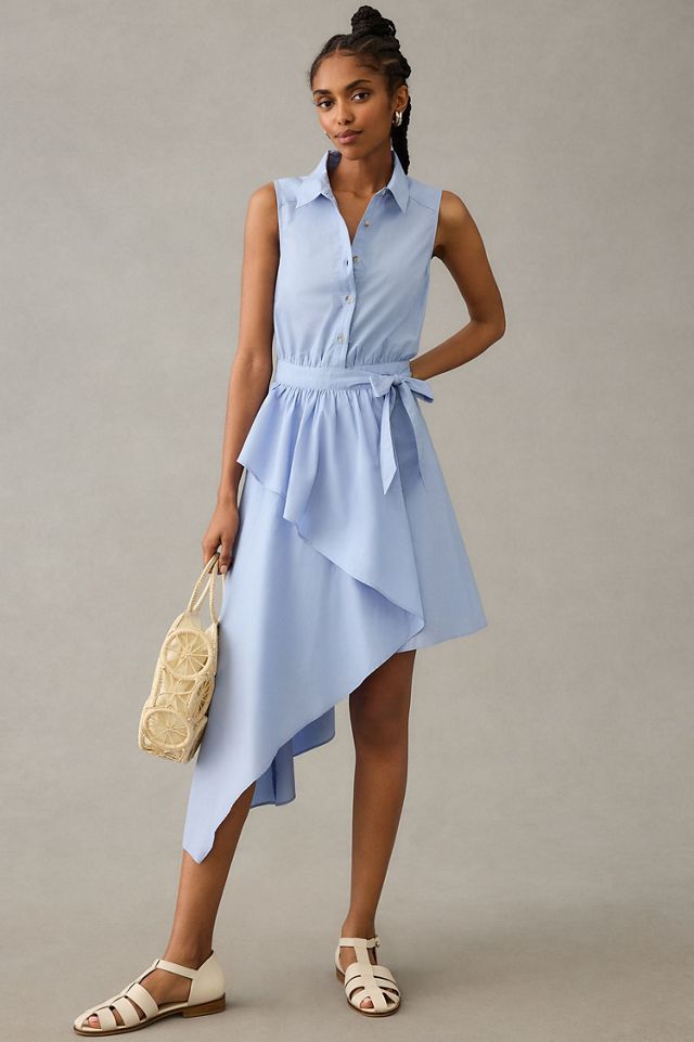 Maeve Asymmetrical Sleeveless Shirt Dress #3