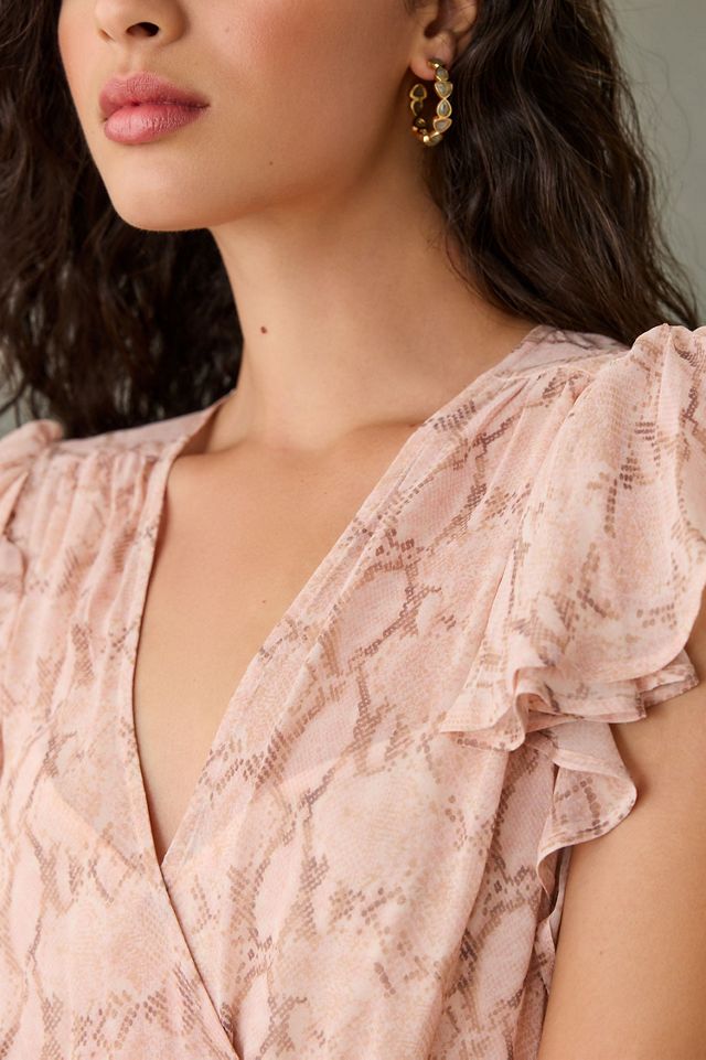 V-Neck Flutter-Sleeve Dress | Anthropologie