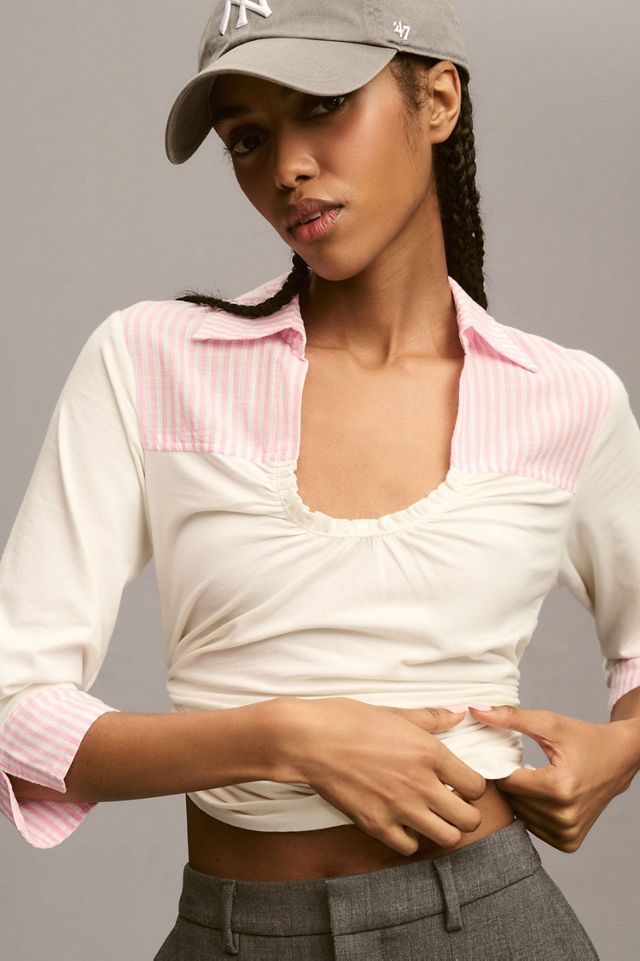 Maeve Collared Scoop-Neck Top #3