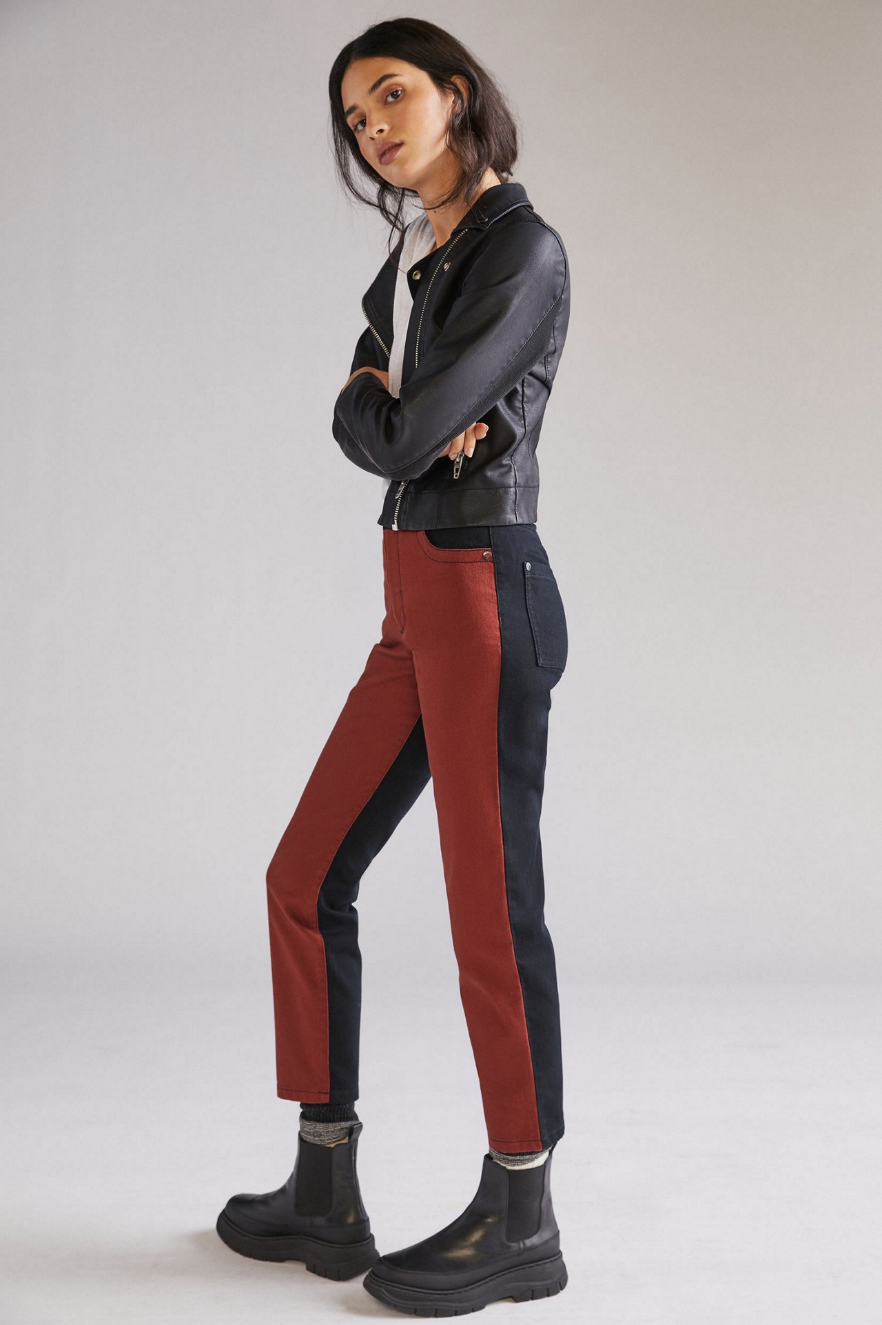 Maeve Colorblocked Straight Jeans