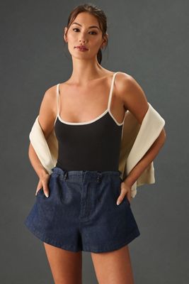 Pilcro Mid-Rise Denim Parachute Shorts