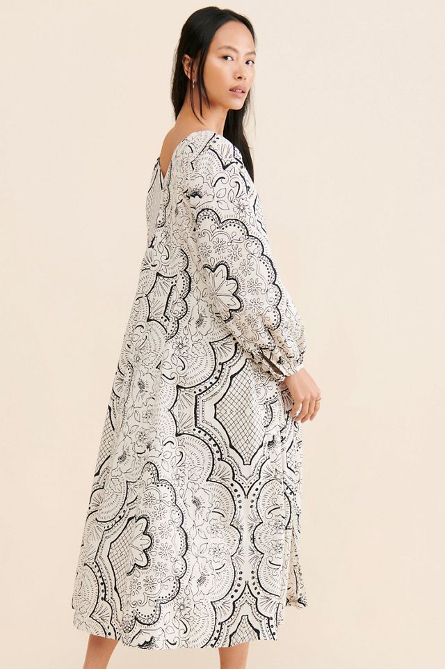 Long-Sleeve V-Neck Dress #1
