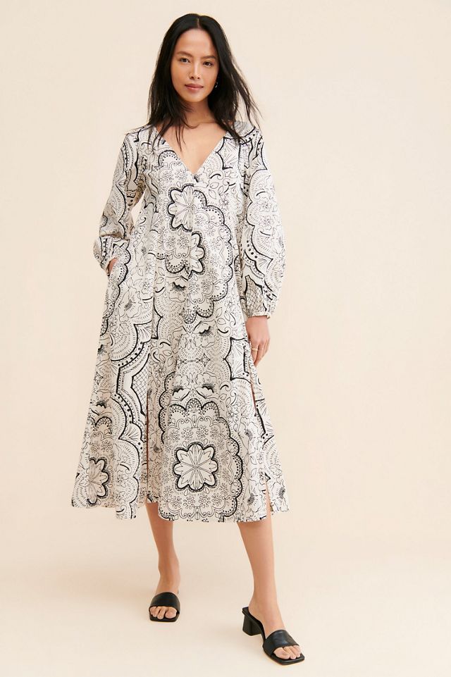 Long-Sleeve V-Neck Dress #3