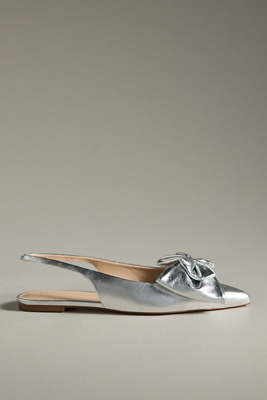 Maeve Bow Slingback Flats In Silver