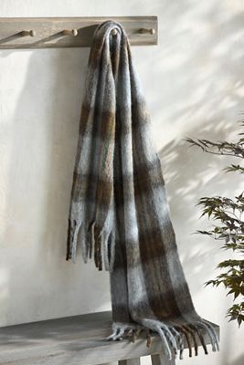 Plaid Blanket Scarf, Grey