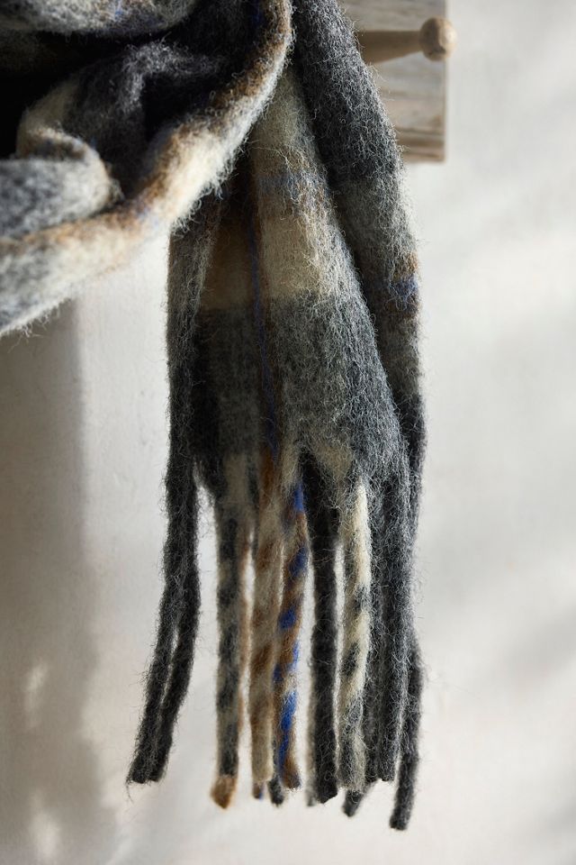 Plaid Blanket Scarf, Black #1