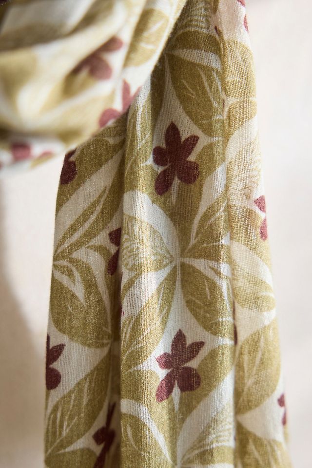 Leaf Batik Wool Scarf #1