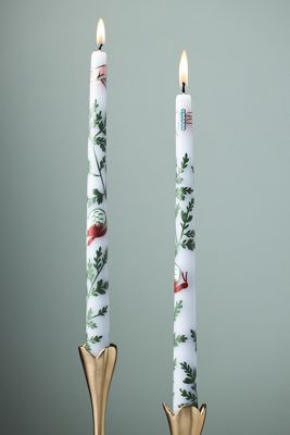 Gardenia Handpainted Taper Candles, Set of 2