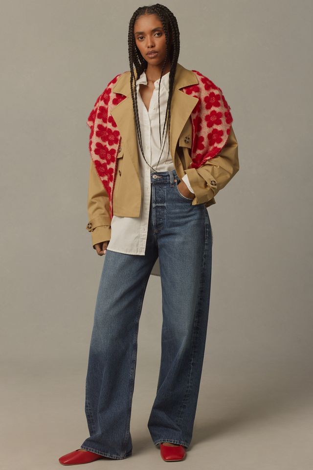 Maeve Fuzzy Floral Triangle Scarf #2