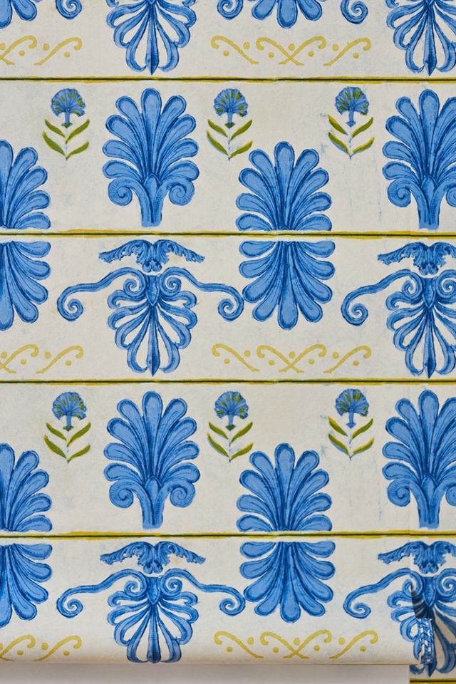 MINDTHEGAP Mykonos Villa Motif Coastal Floral Wallpaper #1