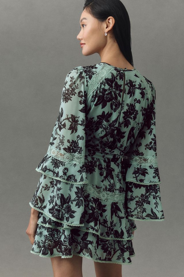 BHLDN Camila Long-Sleeve Chiffon Mini Dress #1