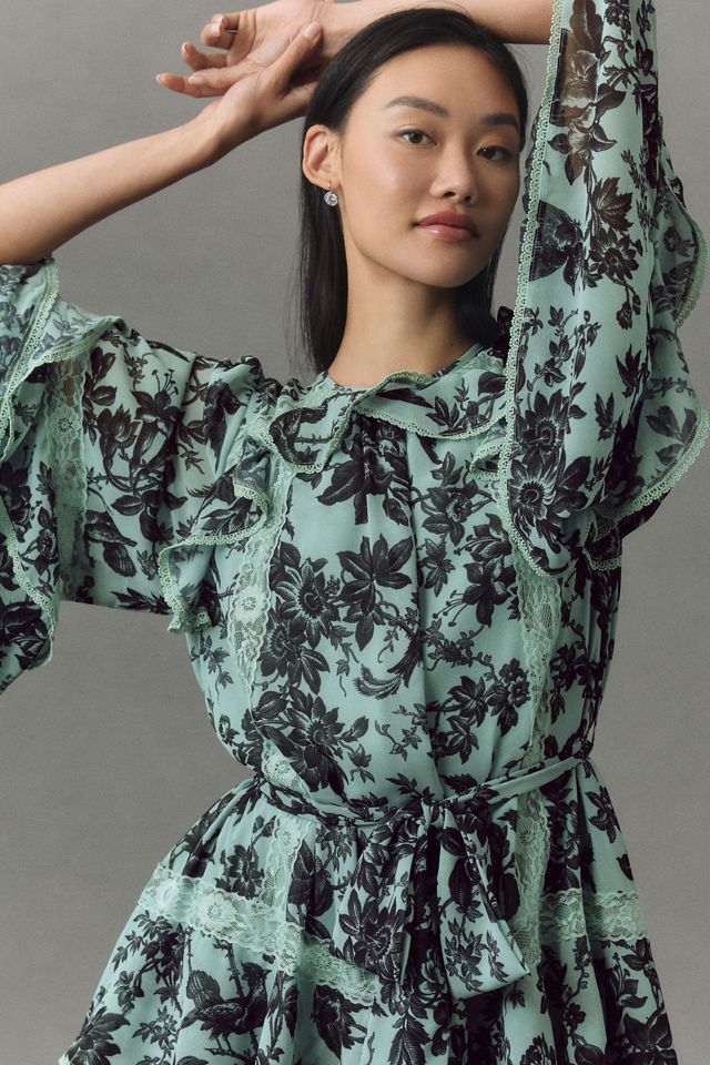 BHLDN Camila Long-Sleeve Chiffon Mini Dress #2