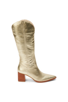 Matisse Addison Pointed Toe Western Boot In Gold