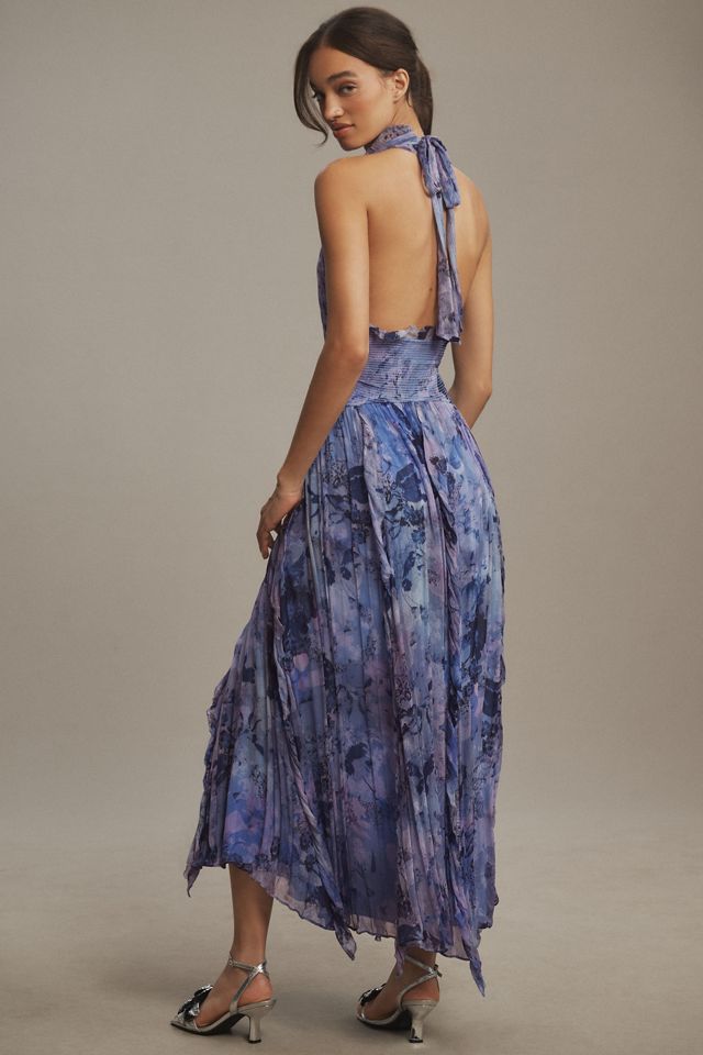 BHLDN Juliette Sleeveless V-Neck Chiffon Ruffle Maxi Dress #2