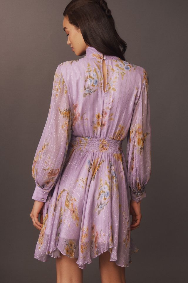BHLDN Lior Long-Sleeve Turtleneck Chiffon Mini Dress #1