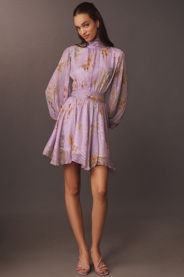 BHLDN Lior Long-Sleeve Turtleneck Chiffon Mini Dress #2