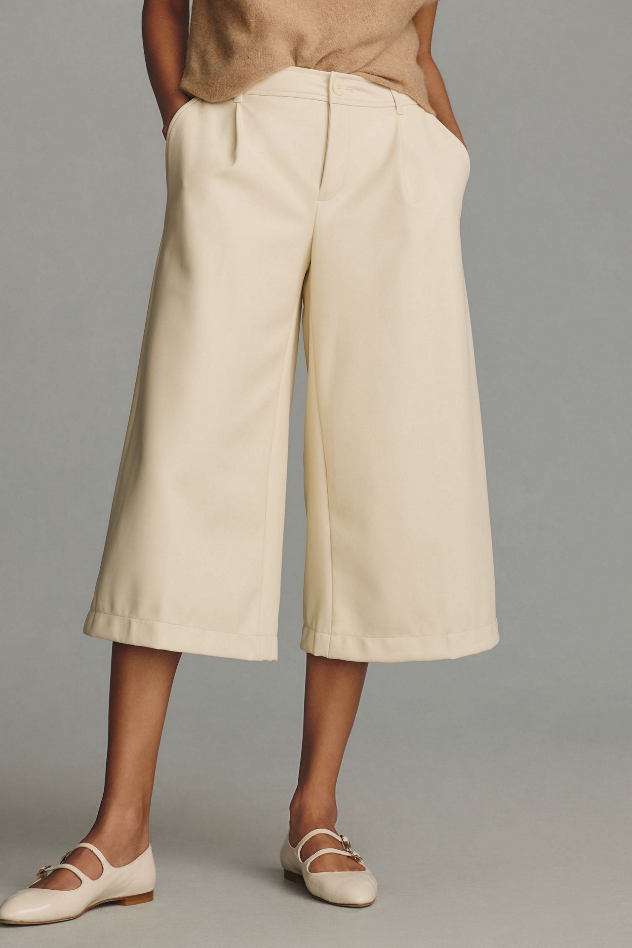 High-Rise Vegan Leather Culottes