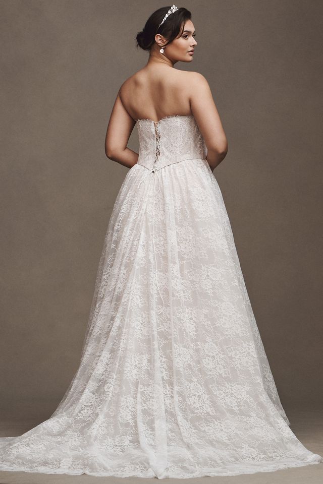 Wtoo by Watters Charlotte Strapless Basque-Waist A-Line Lace Wedding Gown #5