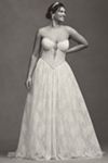 Wtoo by Watters Charlotte Strapless Basque-Waist A-Line Lace Wedding Gown