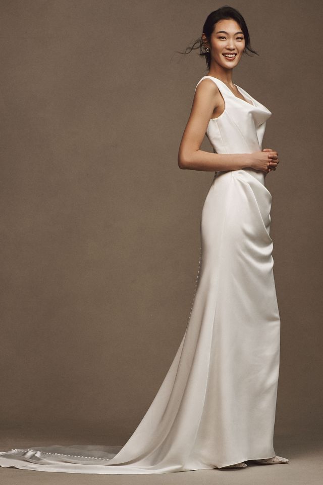 Wtoo by Watters Gigi Draped U-Neck Column Wedding Gown  #3