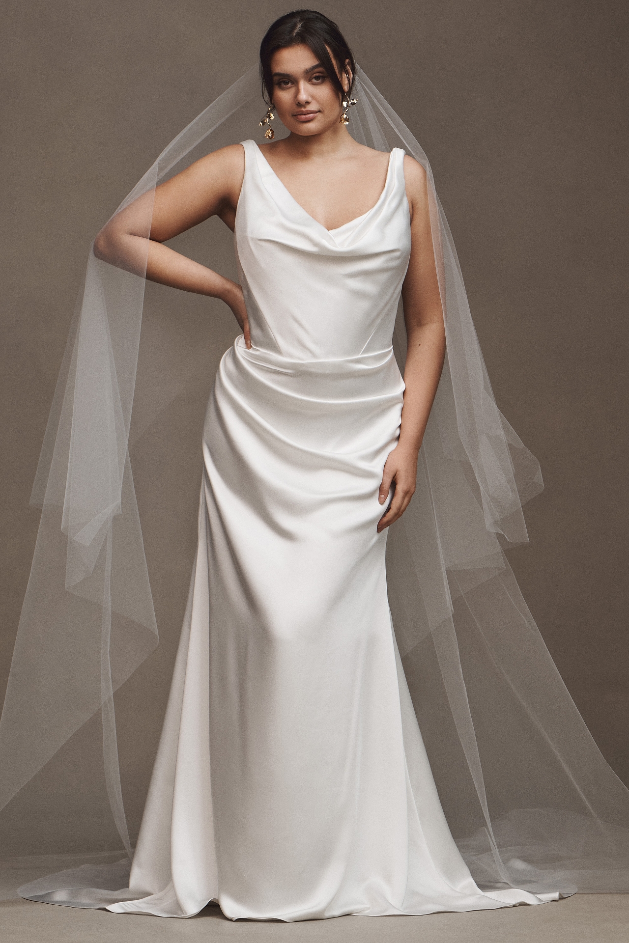 Wtoo by Watters Gigi Draped U-Neck Column Wedding Gown