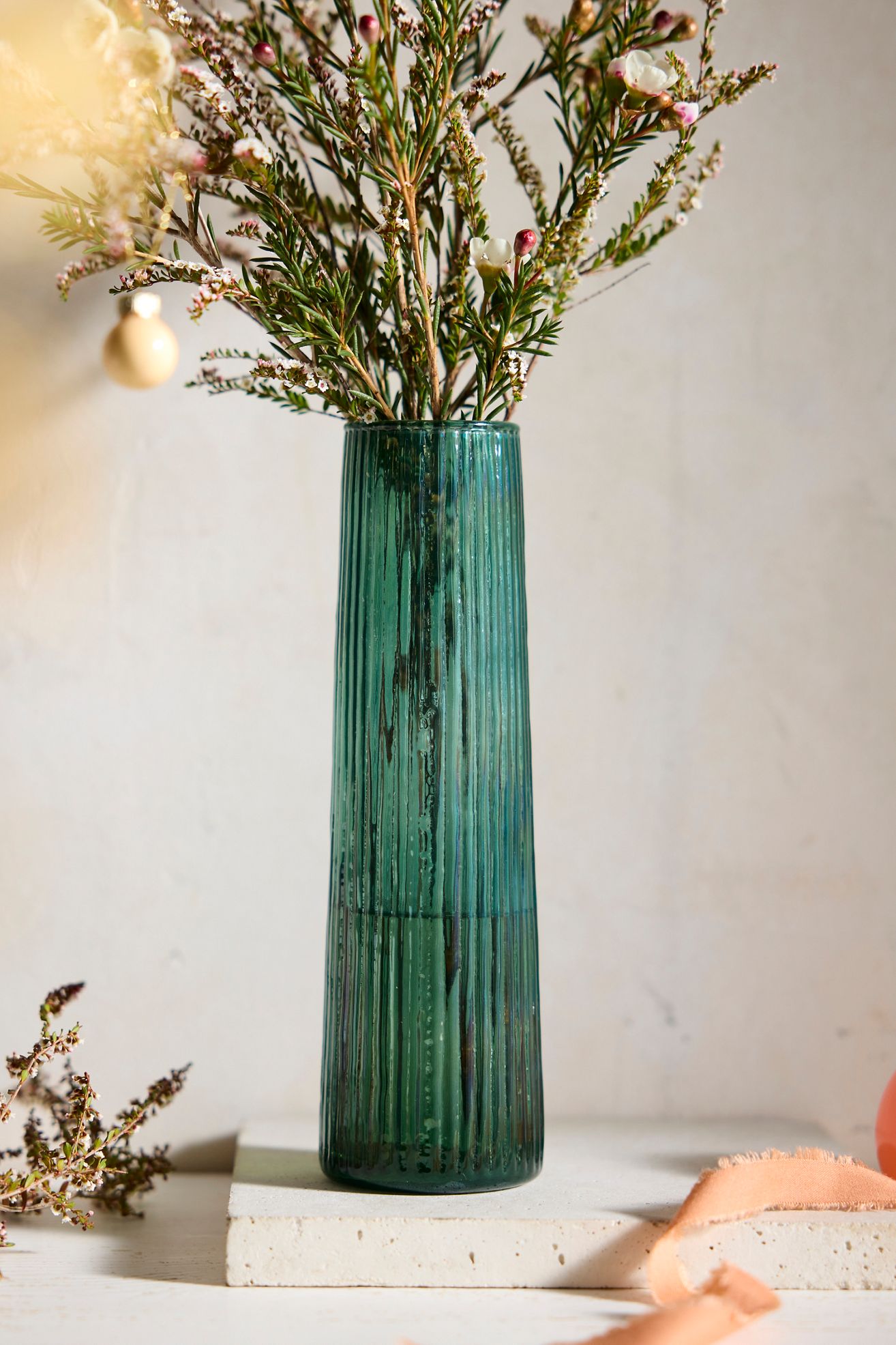 Luster Tapered Column Vase - Holly/Green