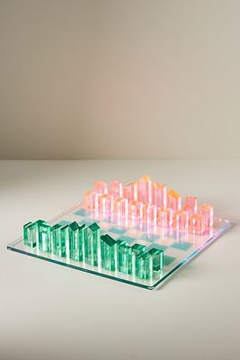 Lucite Chess Board Game 