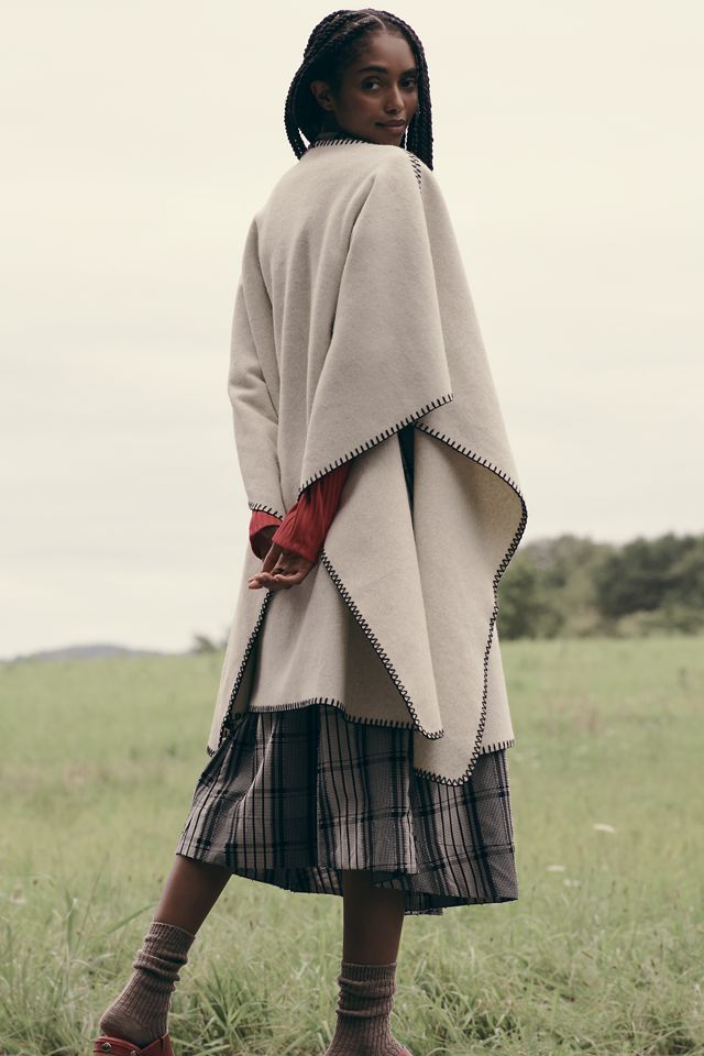 By Anthropologie Whipstitch Poncho with Scarf #1
