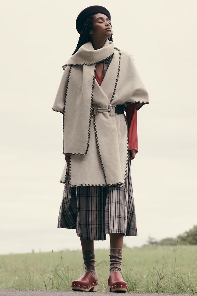 By Anthropologie Whipstitch Poncho with Scarf #2