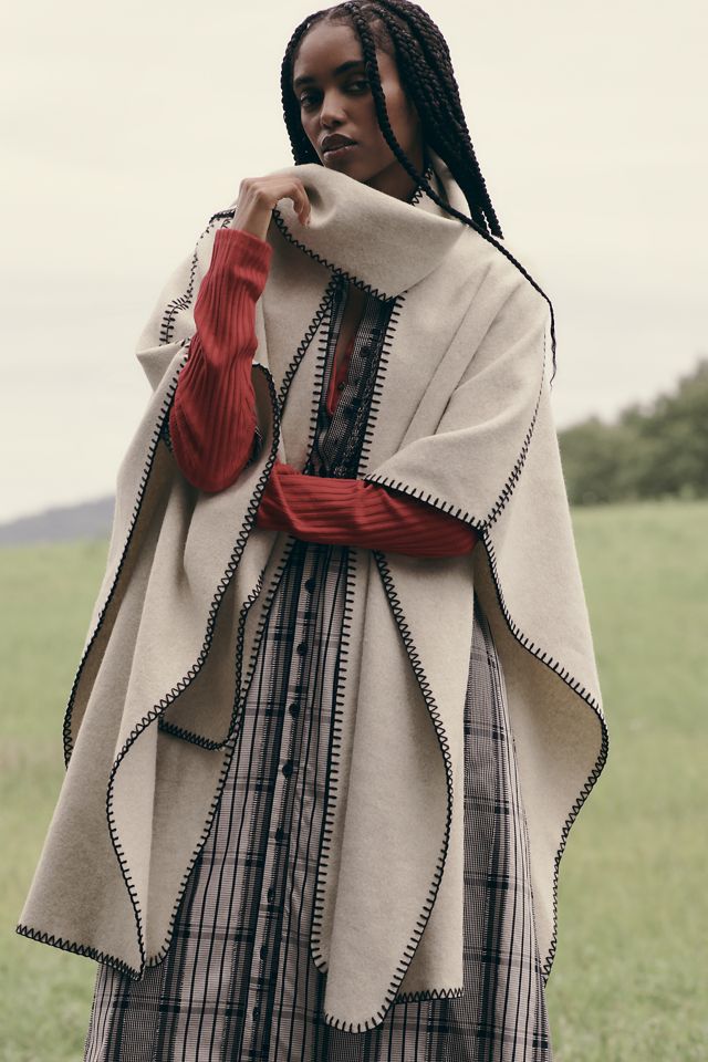By Anthropologie Whipstitch Poncho with Scarf #3