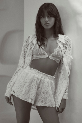 Waverles Lace Top + Shorts Set In White