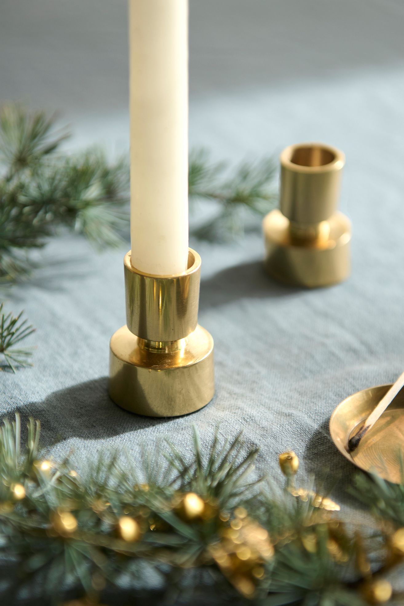 Brass Minimalist Taper Holders, Set of 2 - Gold, Set Of 2