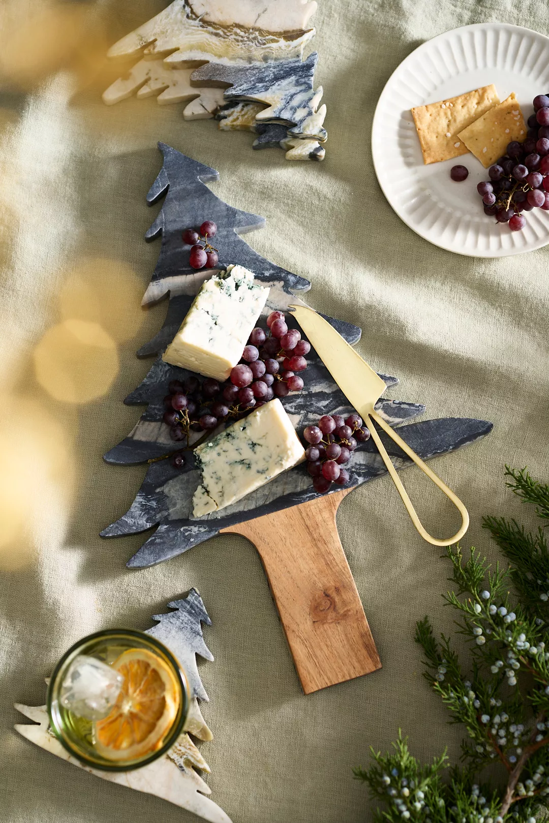 Terrain Evergreen Marble + Wood Serving Board