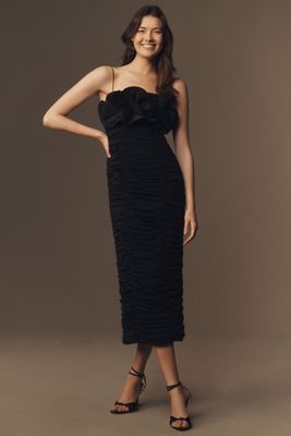 Acler Walsworth Sleeveless Rosette Gathered Fitted Midi Dress