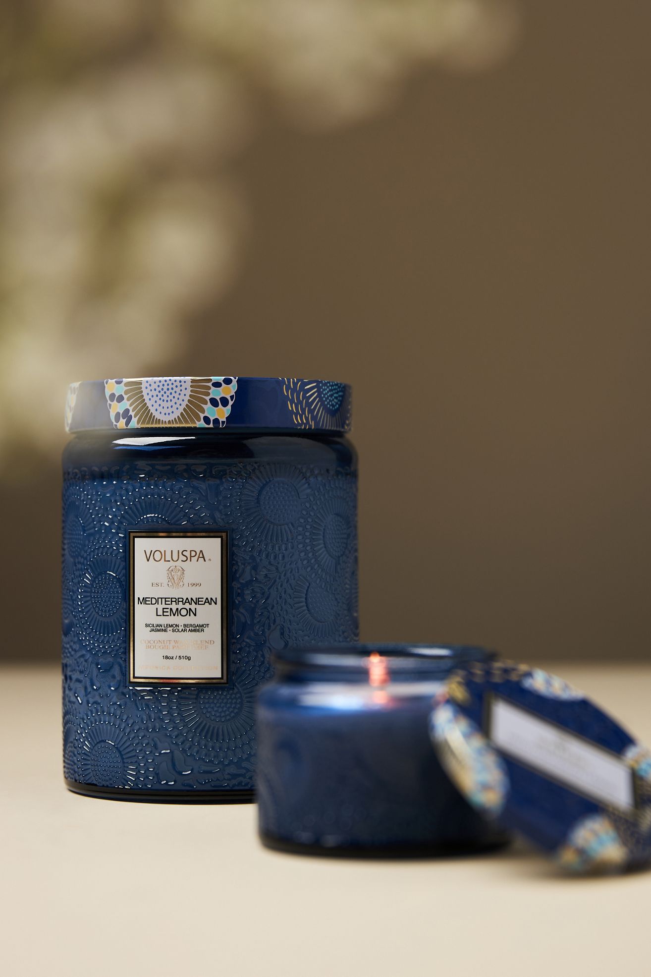Voluspa Japonica Mediterranean Lemon Glass Jar Candle - Mediterranean Lemon, M