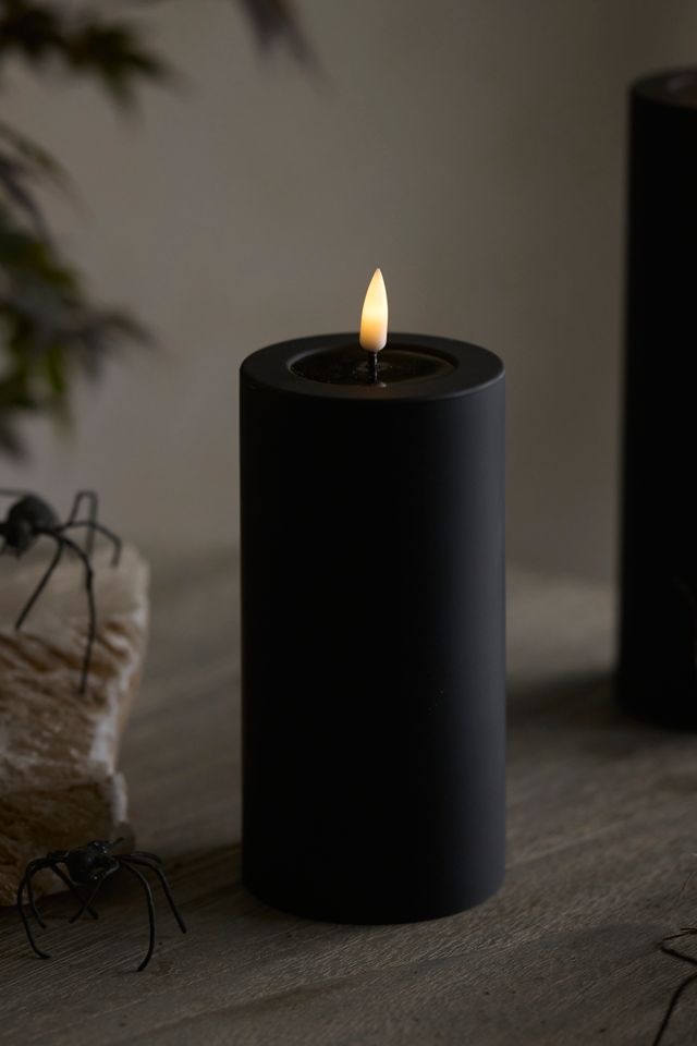 Flameless Black Outdoor Pillar Candle #2