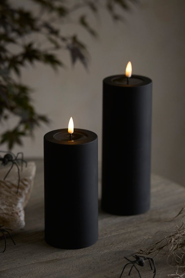 Flameless Black Outdoor Pillar Candle #4