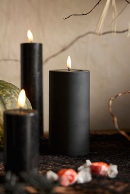 Flameless Black Outdoor Pillar Candle