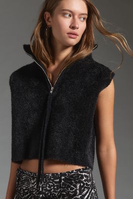 Anthropologie Maeve Green Crochet Fur offers Collar Vest