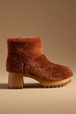 Swedish Hasbeens Fluff Booties In Brown