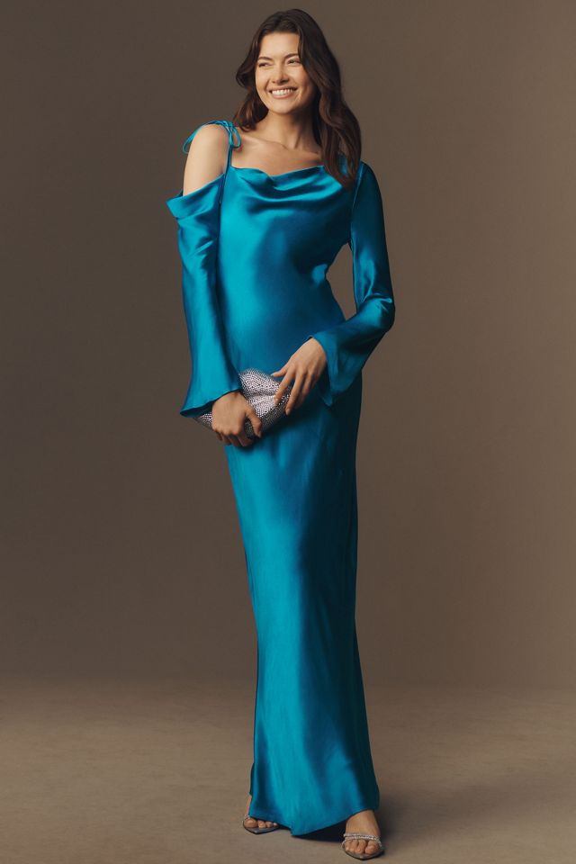 Shona Joy Nora Long-Sleeve Asymmetrical Maxi Dress #3