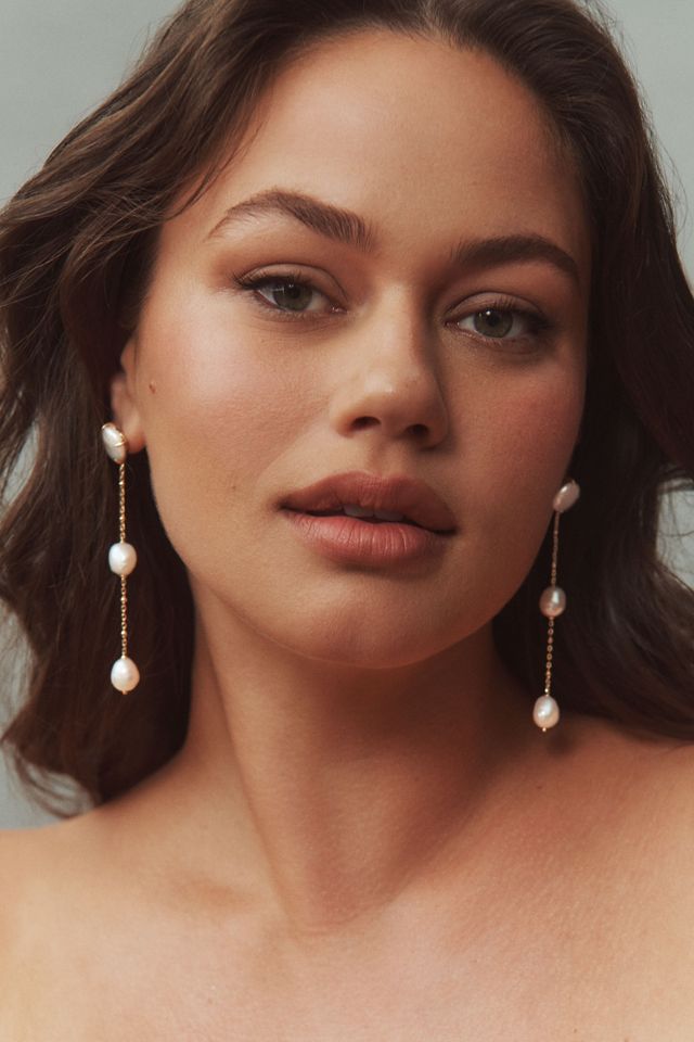 NADRI Dot Linear Pearl Drop Earrings #1