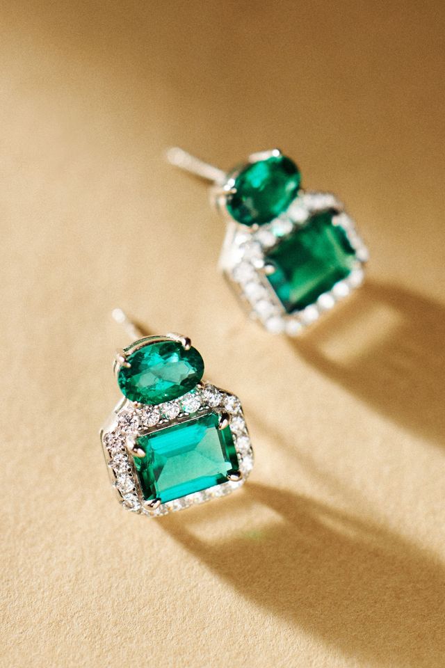 APPLES & FIGS Eden Emerald-Cut Crystal Cluster Earrings #2