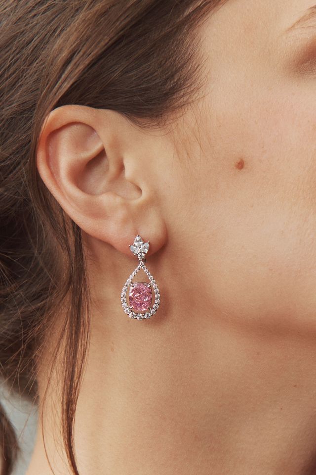 APPLES & FIGS Cushion-Cut Crystal Leaf Drop Earrings #1