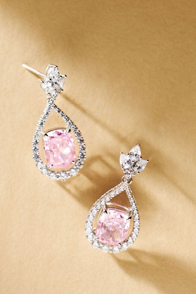 APPLES & FIGS Cushion-Cut Crystal Leaf Drop Earrings #2