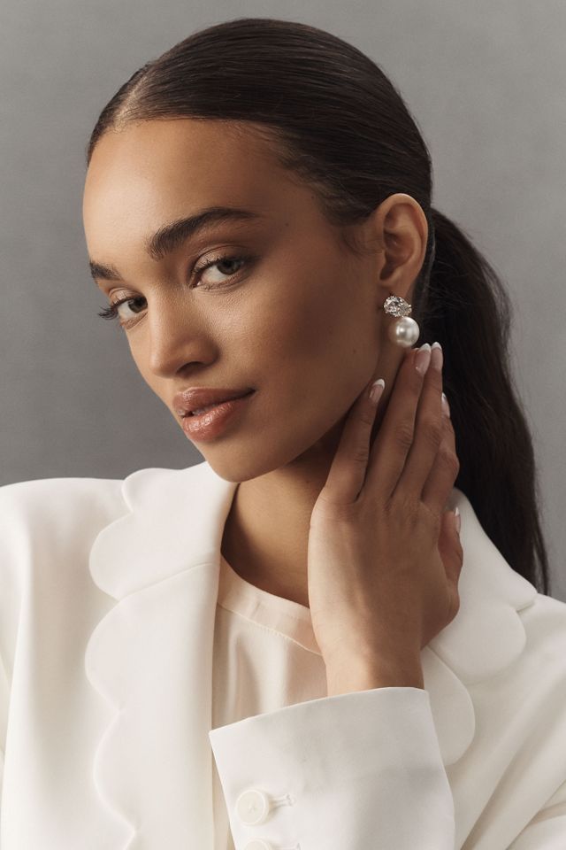 Crystal and Pearl Drop Earrings #1