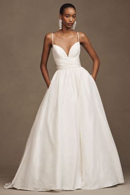 Watters Lupine Strapless Sweetheart Mesh Sheath Wedding Gown